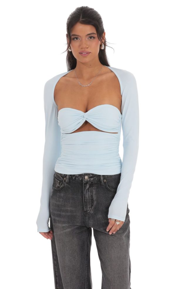 Two Piece Cutout Top in Light Blue - Image 2