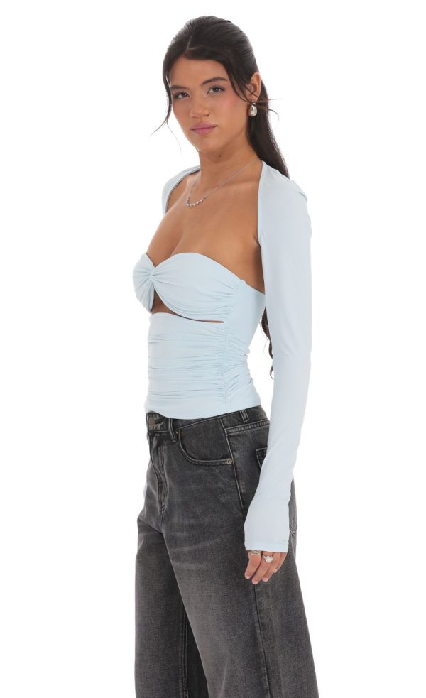 Two Piece Cutout Top in Light Blue - Image 4