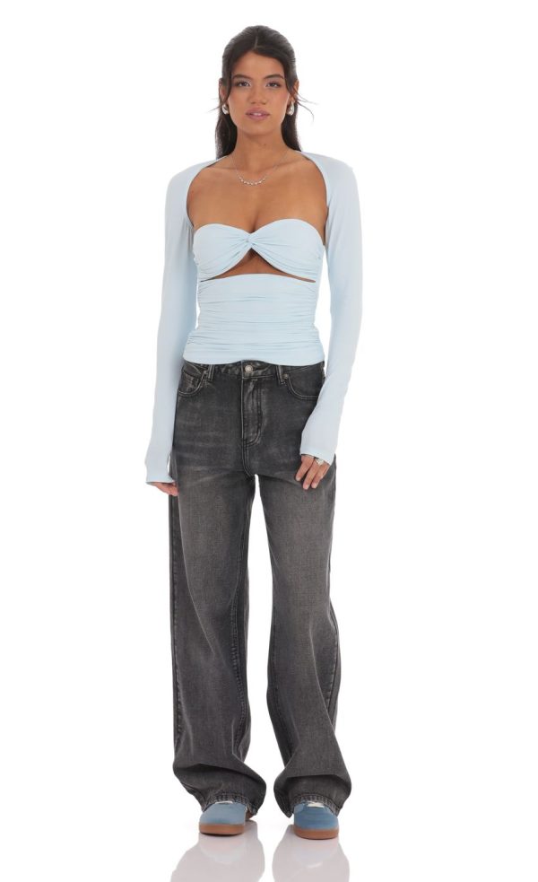 Two Piece Cutout Top in Light Blue - Image 6