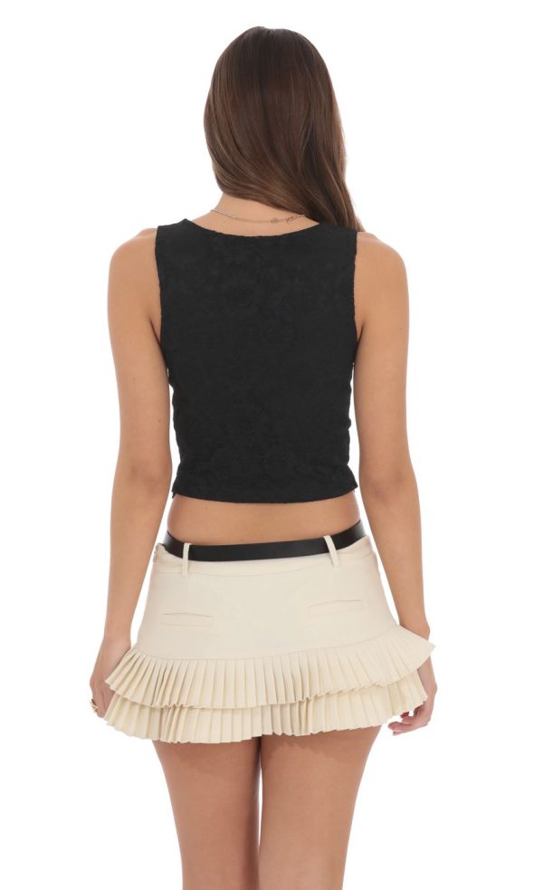 Lace V-Neck Top in Black - Image 2