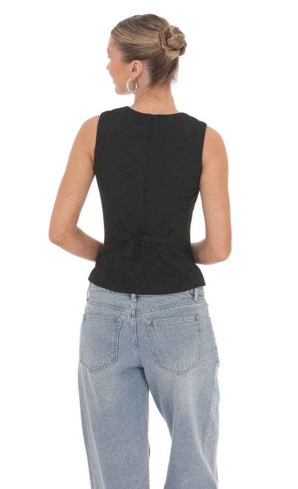 High Neck Vest in Black - Image 2