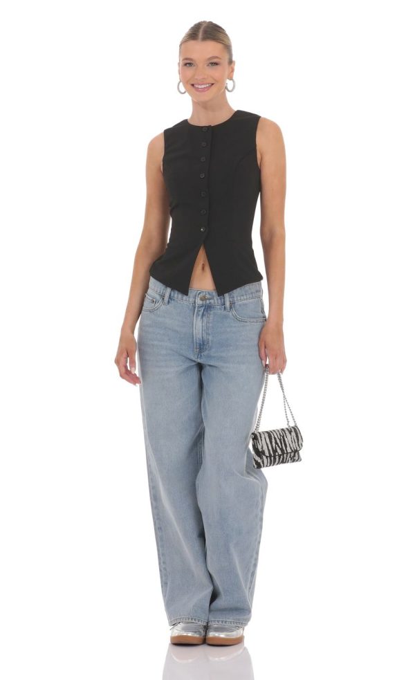 High Neck Vest in Black - Image 4