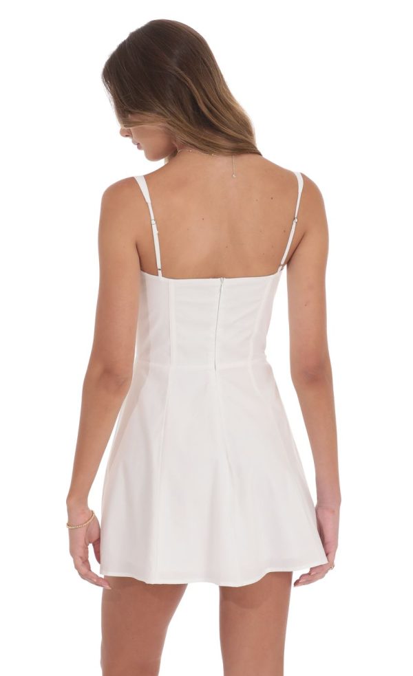 Corset Front Tie Dress in white - Image 2