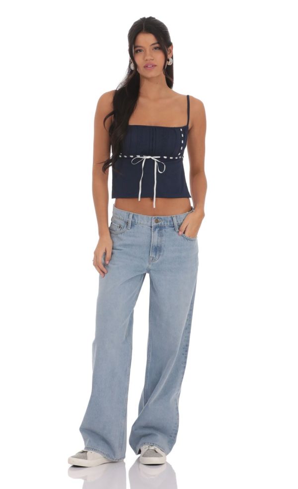 Embellished Backless Top in Navy - Image 4