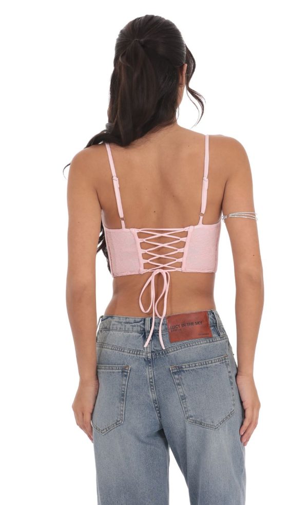 Lace Corset Top in Pink - Image 2