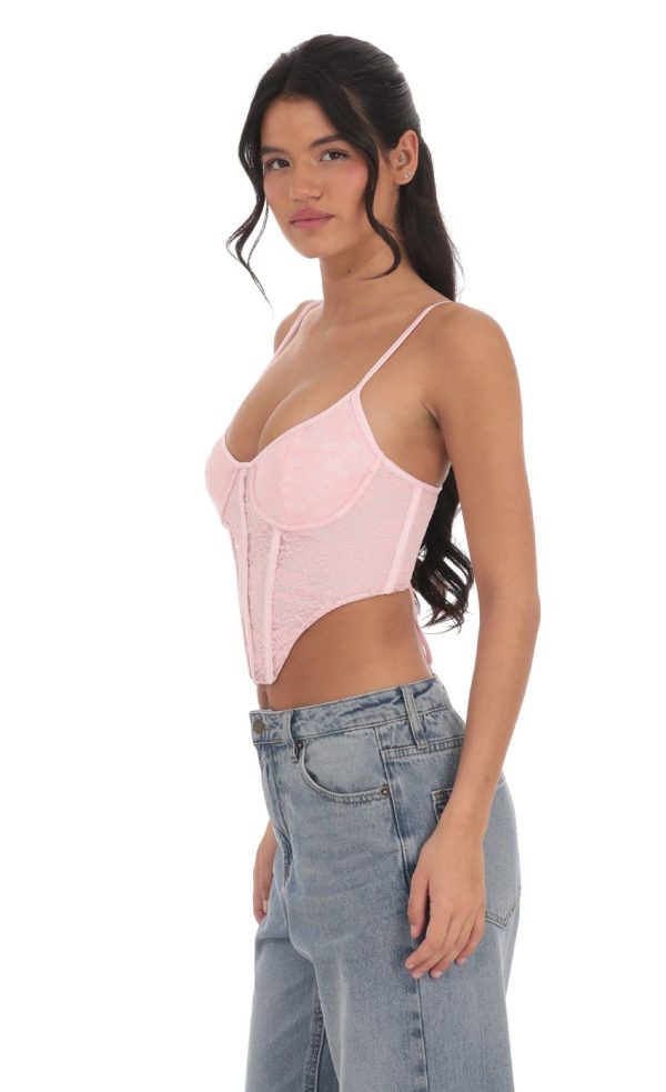 Lace Corset Top in Pink - Image 3