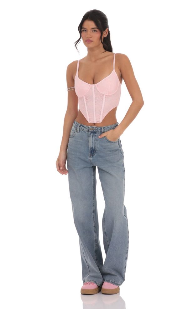 Lace Corset Top in Pink - Image 4