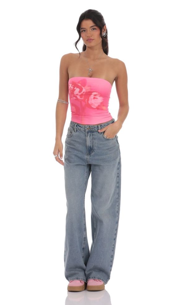 High Rise Wide Leg Jeans in Faded Denim