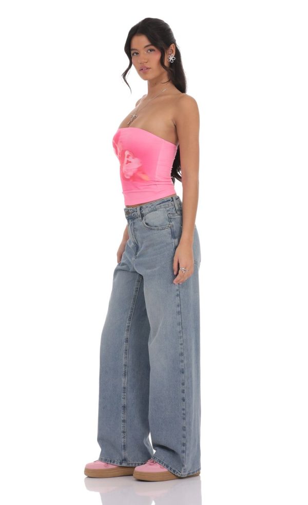 High Rise Wide Leg Jeans in Faded Denim - Image 3