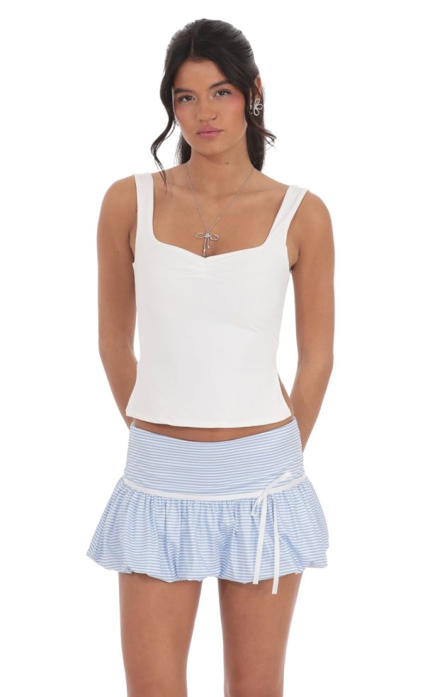 Striped Bubble Skirt in Baby Blue