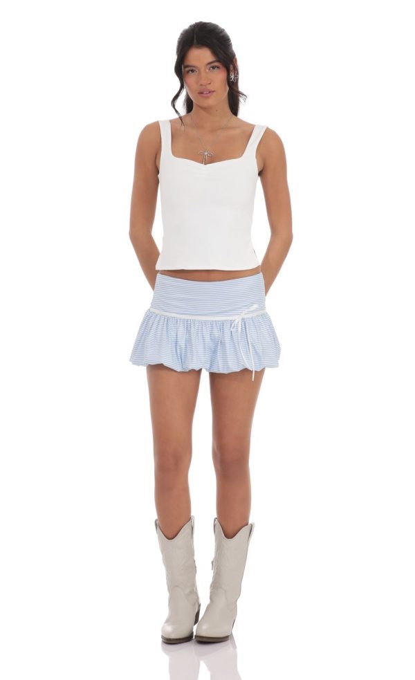 Striped Bubble Skirt in Baby Blue - Image 4